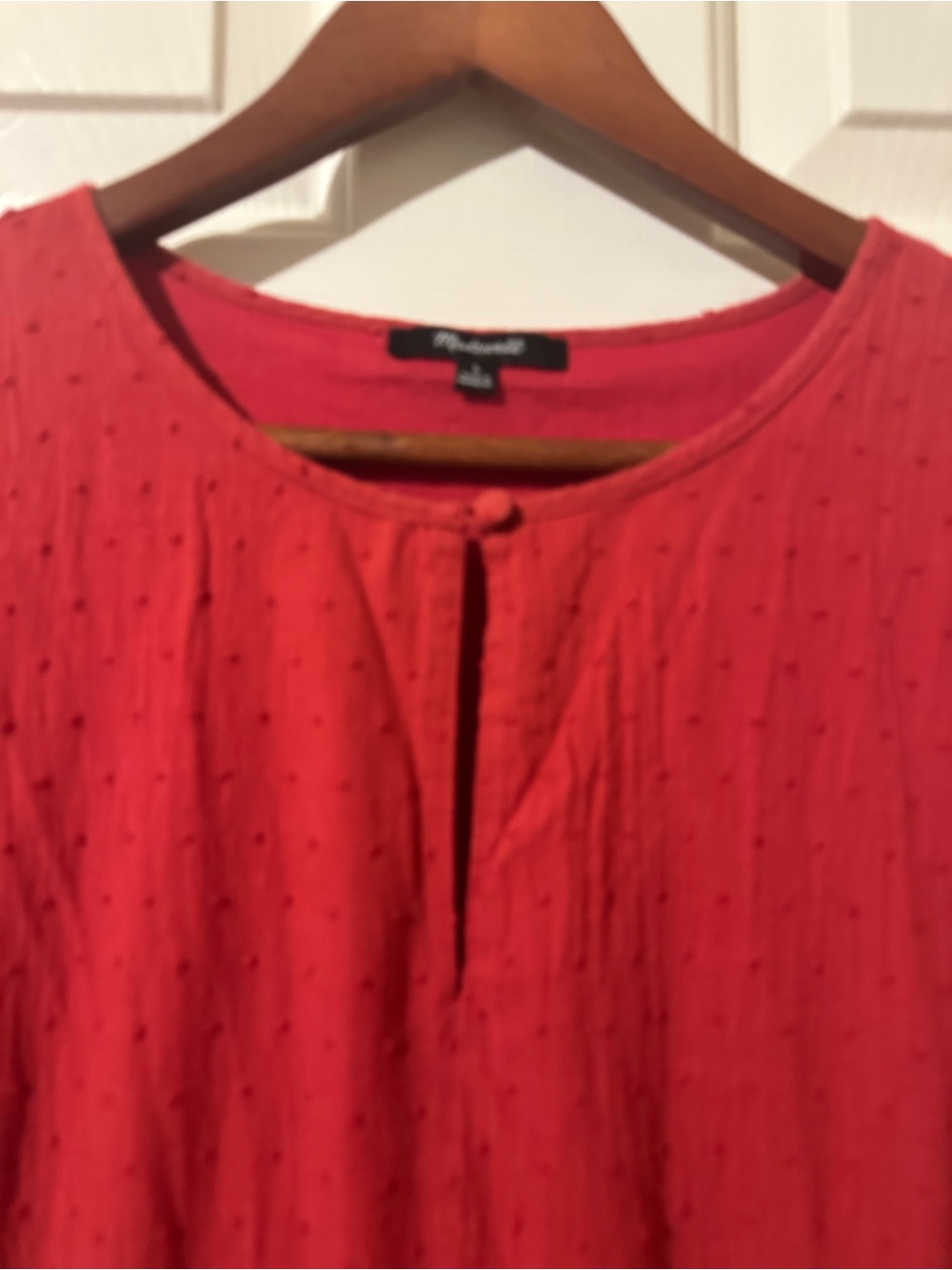 Madewell Red Tiered Midi Dress with Tie Sleeves - Picture 6 of 11